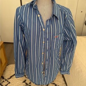 Vintage Hollister Blue Striped Button Up